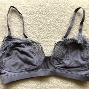 Gilligan & O'Malley Modal Lace Trim Bralette Blue